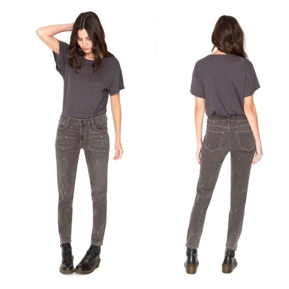 Free People X Sandrine Rose Grey Polka Dot Splatter Skinny Jean Size 30 - Picture 2 of 10